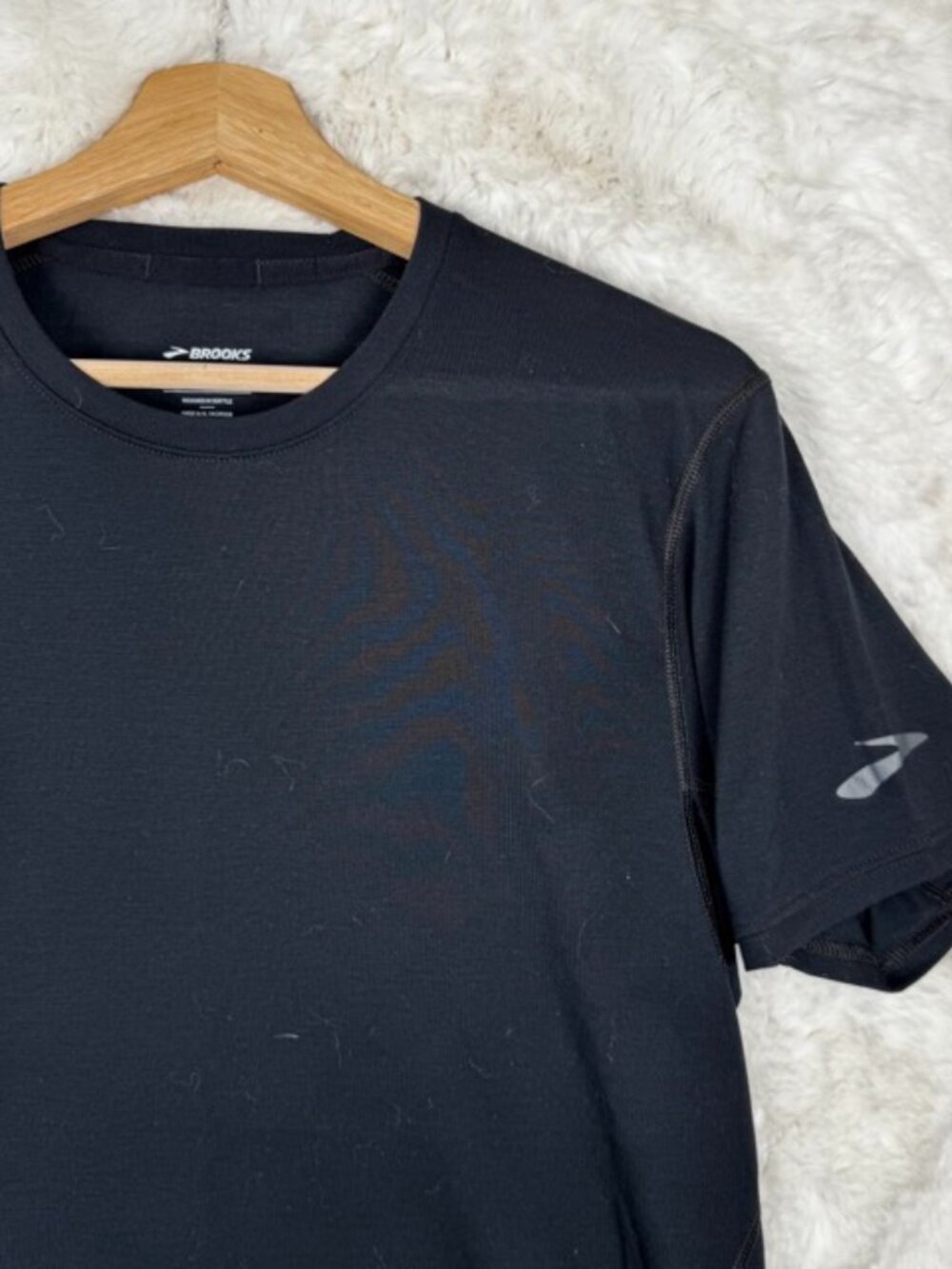Brooks Distance Short Sleeve Performance Running Shirt Black Men's Size Medium